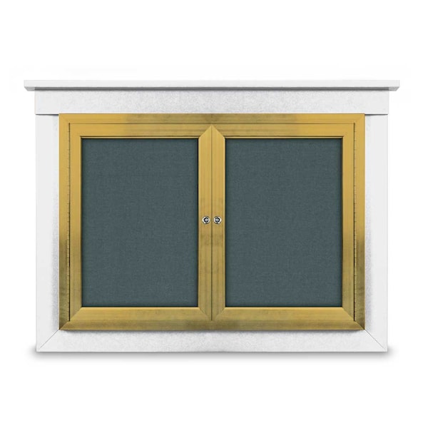 48"x36" 2-Door Enclosed Letterboard, Grey Felt/Walnut